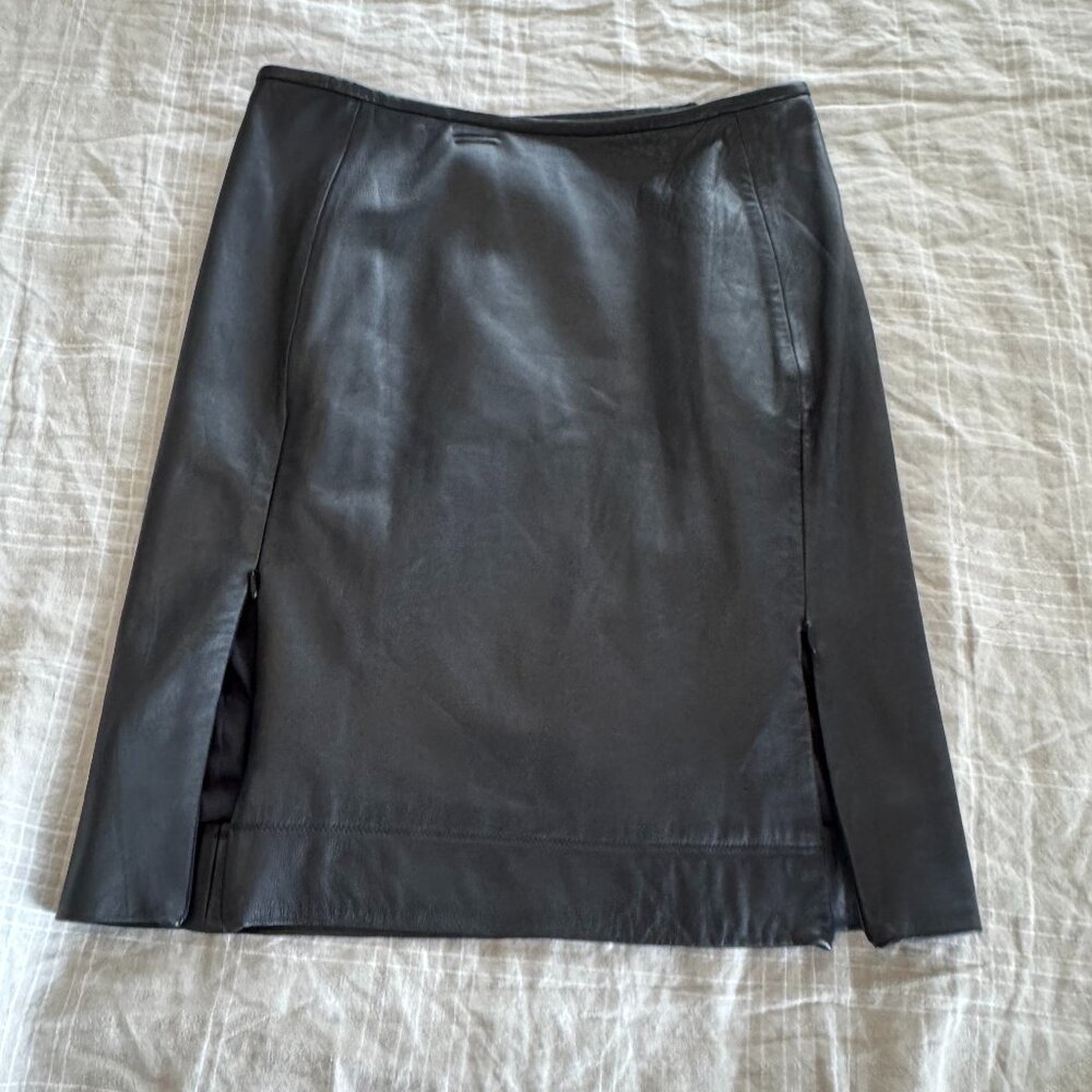 Diane Von Furstenberg Rita Two All Over Black Leather Dual Zip Skirt